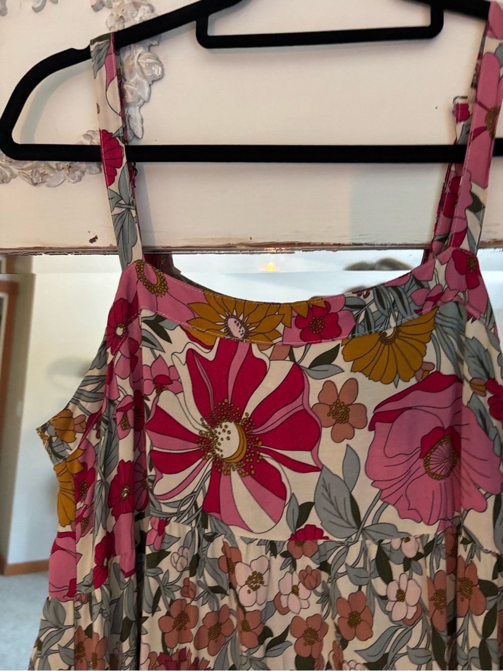 NATURAL LIFE Pink & Mustard Floral Tiered Maxi Sundress - Picture 8 of 10
